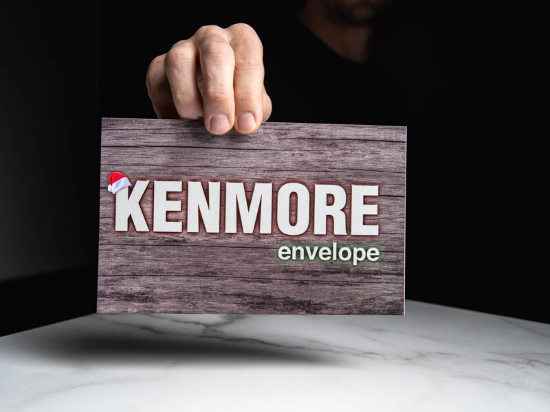Front of glitter text Kenmore Envelope envelope